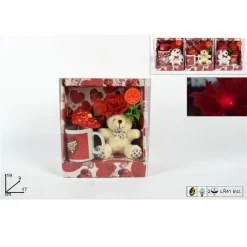TAZZA CON ORSETTO FIORE E MUSICA IDEA REGALO SAN VALENTINO CONFEZIONE ASSORTITE