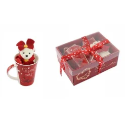 TAZZA CON PELUCHE ORSETTA BIANCA IN CONFEZIONE REGALO PER SAN VALENTINO 63299