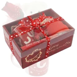 TAZZA ORSETTO BIANCO IN PELUCHE FIORE CONFEZIONE REGALO PER SAN VALENTINO 63298