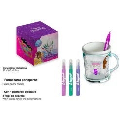 TAZZA PORTAPENNE DA COLORARE PRINCIPESSE DISNEY BICCHIERE PORTA PENNARELLI