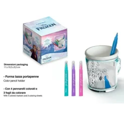 TAZZA PORTAPENNE DA COLORARE DISNEY FORZEN BICCHIERE PORTA PENNARELLI COLORI