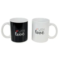 TAZZA TAZZONE MUG IN CERAMICA DECORATA SCRITTA "WITH LOVE" LATTE COLAZIONE 211165