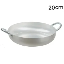 TEGAME IN ALLUMINIO PENTOLA CON 2 MANICI METALLO DA Ø20 A 30 CM UTENSILE PER CUCINA