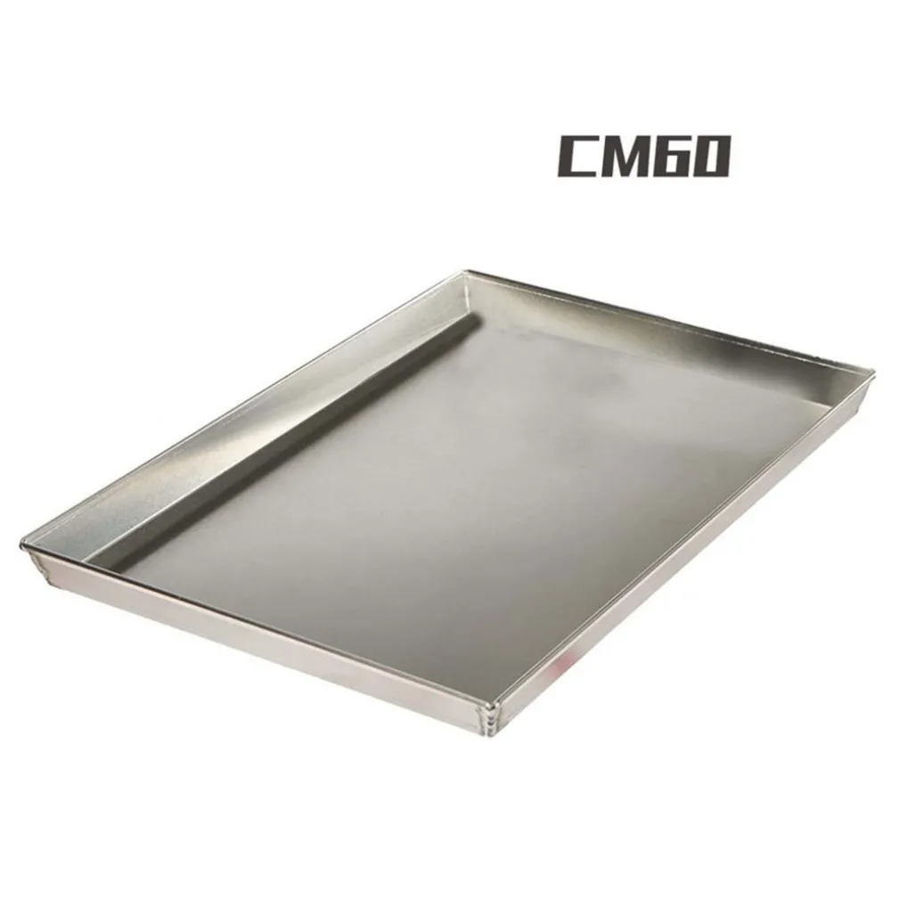 TEGLIA IN LATTA RETTANGOLARE SALDATA BORDATA DA 60CM PER PIZZA FORNO ARGENTO 006519