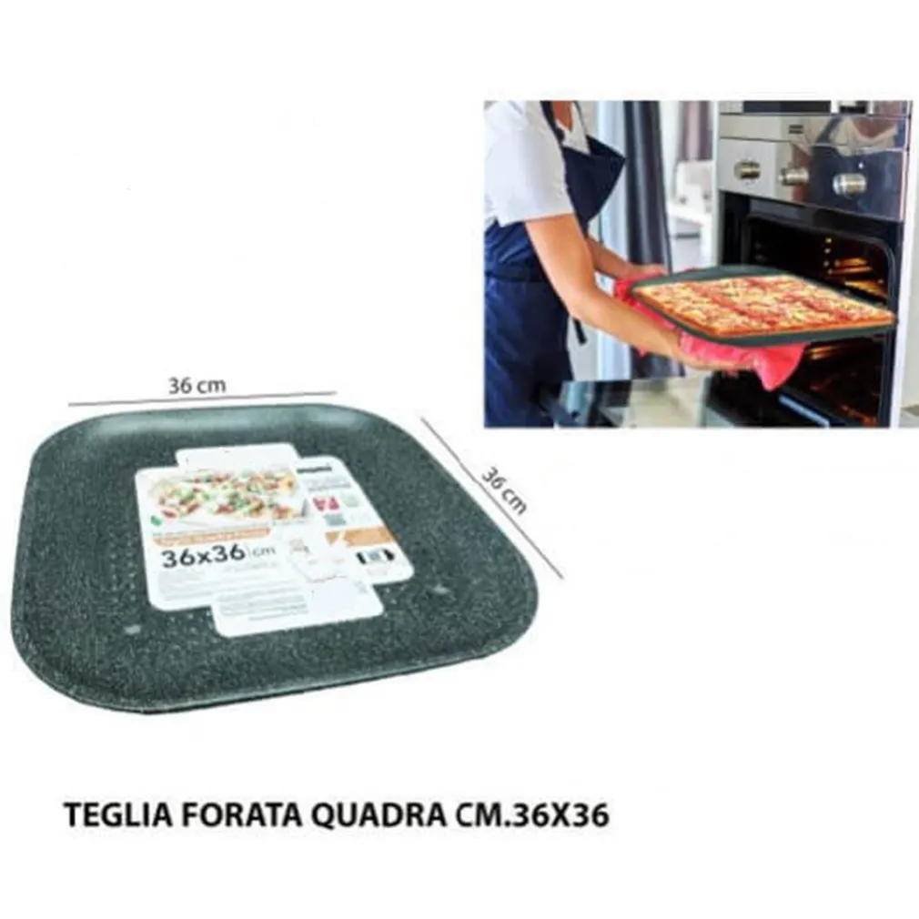 TEGLIA PIZZA FORATA RUOTO IN ALLUMINIO CON RIVESTIMENTO ANTIADERENTE IN VARIE FORME