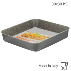 TEGLIA QUADRA ALTA H5CM CON RIVESTIMENTO ANTIADERENTE ANTIGRAFFIO DA FORNO 3 MISURE