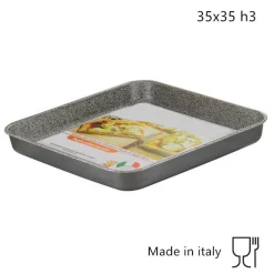 TEGLIA QUADRA BASSA PIZZA 35X35XH3CM FORNO RIVESTIMENTO ANTIADERENTE ANTIGRAFFIO 036879M