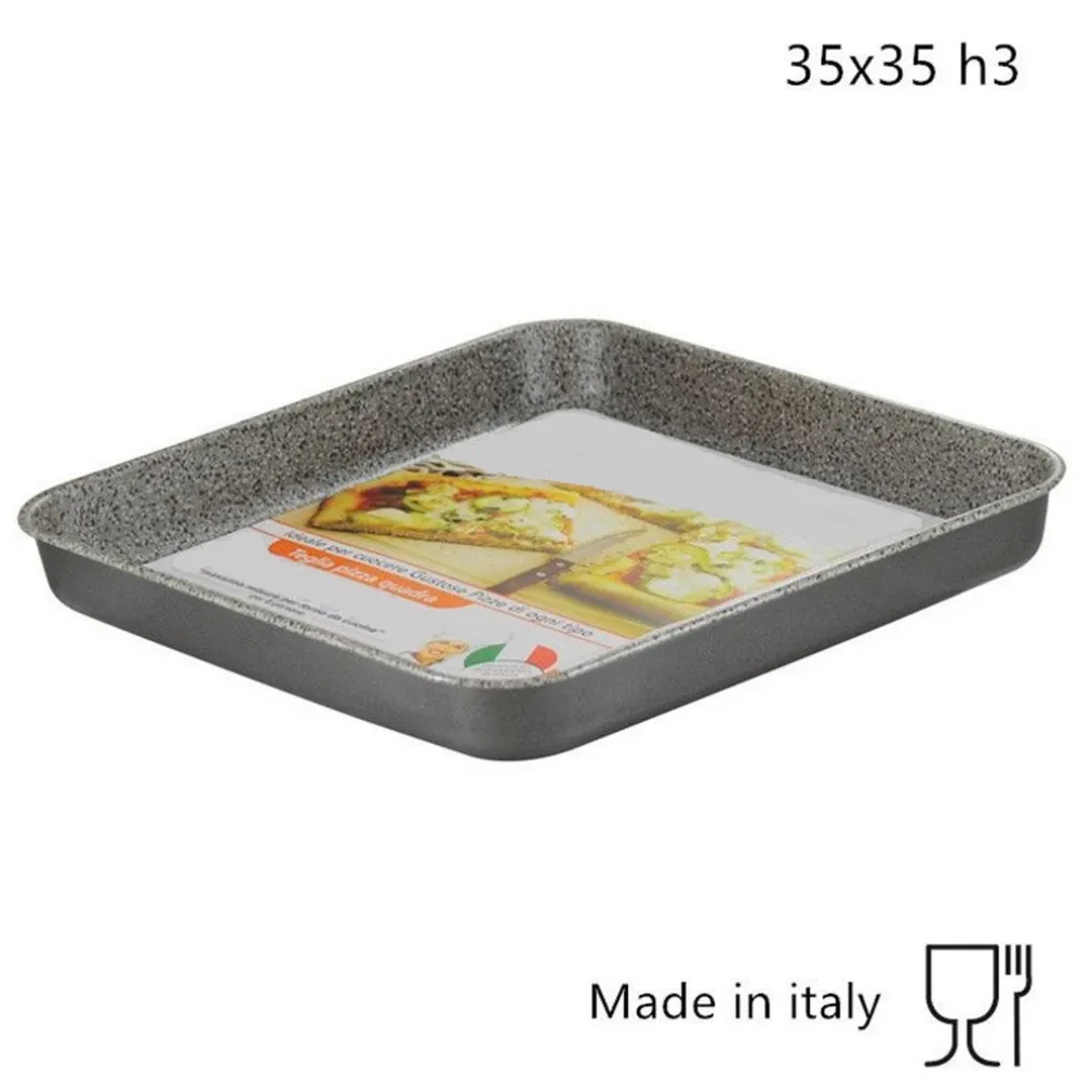 TEGLIA QUADRA BASSA PIZZA 35X35XH3CM FORNO RIVESTIMENTO ANTIADERENTE ANTIGRAFFIO 036879M