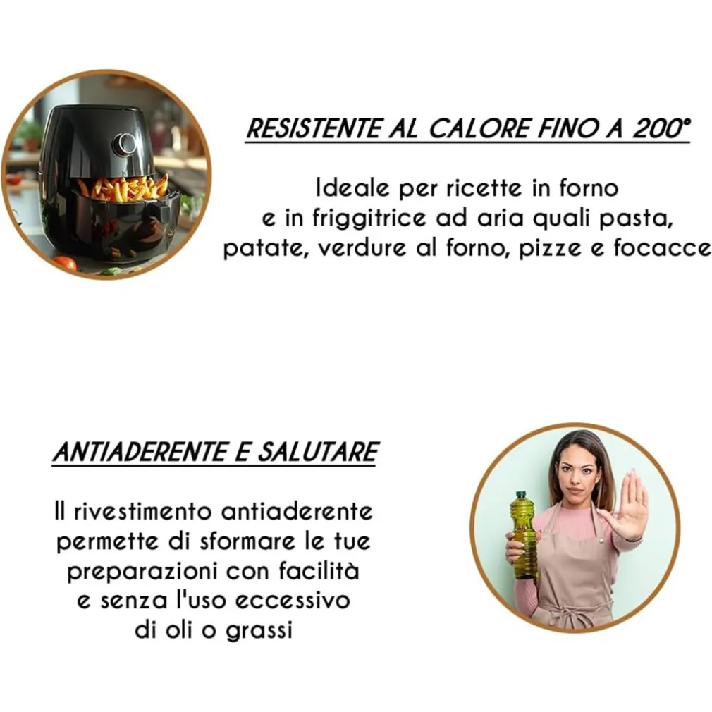 TEGLIA RETTANGOLARE BASSA 20X14XH3CM PER FRIGGITRICE AD ARIA FORNO ANTIADERENTE 054071