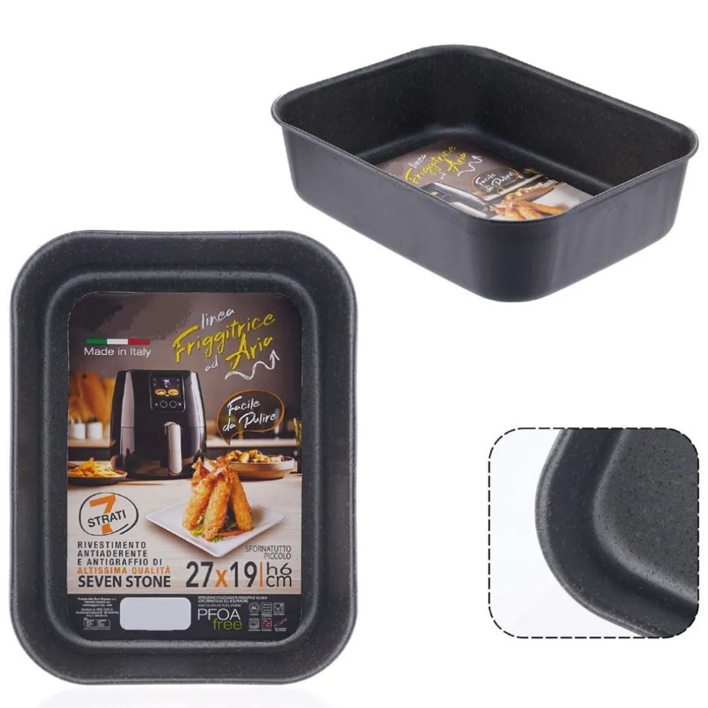 TEGLIA RETTANGOLARE SFORNATUTTO PICCOLO 27X19XH6CM PER FRIGGITRICE AD ARIA FORNO 054040