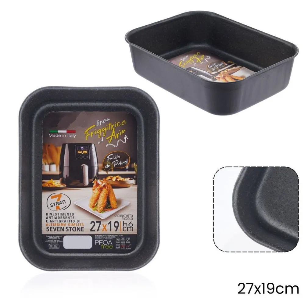 TEGLIA RETTANGOLARE SFORNATUTTO PICCOLO 27X19XH6CM PER FRIGGITRICE AD ARIA FORNO 054040