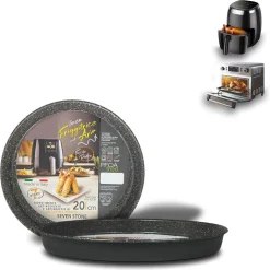 TEGLIA ROTONDA 20CM PER FRIGGITRICE AD ARIA FORNO ANTIADERENTE TORTIERA FOCACCIA 054095