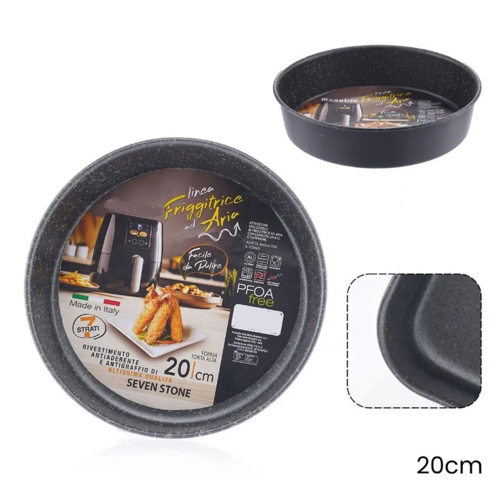 TEGLIA ROTONDA 20CM PER FRIGGITRICE AD ARIA FORNO ANTIADERENTE TORTIERA FOCACCIA 054095