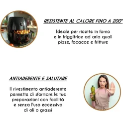 TEGLIA ROTONDA 20CM PER FRIGGITRICE AD ARIA FORNO ANTIADERENTE TORTIERA FOCACCIA 054095
