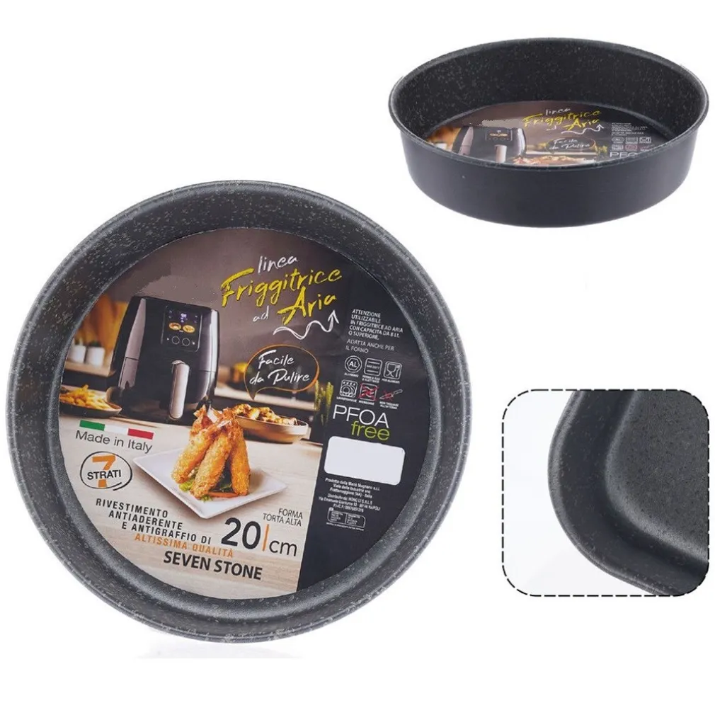 TEGLIA ROTONDA FORMA TORTA ALTA 20CM PER FRIGGITRICE AD ARIA FORNO ANTIADERENTE 054088
