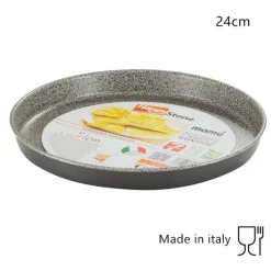 TEGLIA STAMPO TORTIERA FOCACCIA ROTONDA DA Ø24 CM ANTIADERENTE ANTIGRAFFIO 037104M
