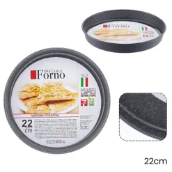 TEGLIA STAMPO TORTIERA FOCACCIA TONDA ANTIADERENTE ANTIGRAFFIO DA FORNO Ø22-26-28-30-32CM