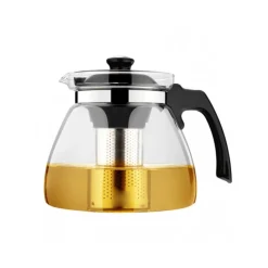 TEIERA IN VETRO TISANIERA TISANA REMOVIBILE FILTRO STANTUFFO ACCIAIO INOX INFUSI