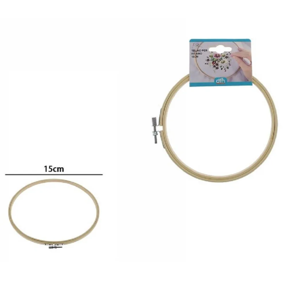 TELAIO PER RICAMO IN LEGNO TONDO CON FIBBIA METALLO ACCESSORI CUCITO 15CM 53548A