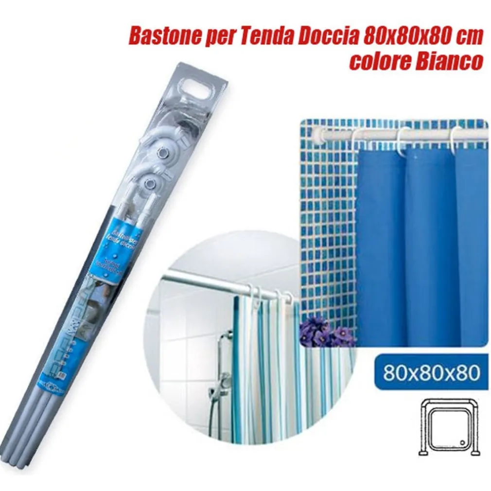 TELAIO TENDA TENDE BASTONE ASTA DOCCIA E VASCA DA BAGNO COLORE BIANCO 80X80X80CM