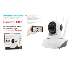 TELECAMERA IP CAMERA WIRELESS MOTORIZZATA INTERNO CONTROLLO APP MAXTECH TEL-D007