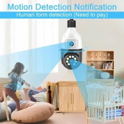 TELECAMERA WIFI DA INTERNO ESTERNO 5 MP VIDEOCAMERA LAMPADINA CON DOPPIA LENTE