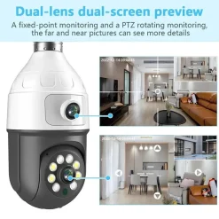 TELECAMERA WIFI DA INTERNO ESTERNO 5 MP VIDEOCAMERA LAMPADINA CON DOPPIA LENTE