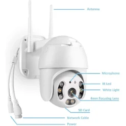 TELECAMERA WIFI DOME PTZ IP CAMERA SORVEGLIANZA 1080P 2MP AUDIO BIDIREZIONALE