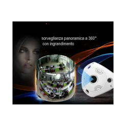 TELECAMERA WIFI PANORAMICA IP GRANDANGOLO 360° VRCAM FISHEYE 4 TELECAMERE IN 1