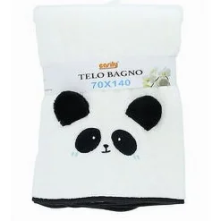 TELO DA BAGNO ASCIUGAMANO 70X140 CM DA DOCCIA IN TESSUTO CON FACCIA PANDA 10734