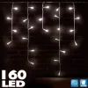 TENDA CASCATA LUMINOSA 160 LED BIANCO CALDO 230 CM DECORAZIONI NATALIZIE LUCI