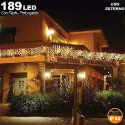 TENDA CASCATA LUMINOSA BIANCO CALDO 510X90CM ESTERNO PROLUNGABILE A 15MT 189LED