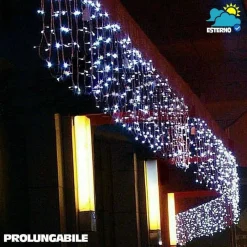 TENDA CASCATA LUMINOSA BIANCO FREDDO 250 X 75 CM PROLUNGABILE FINO A 50MT 126LED
