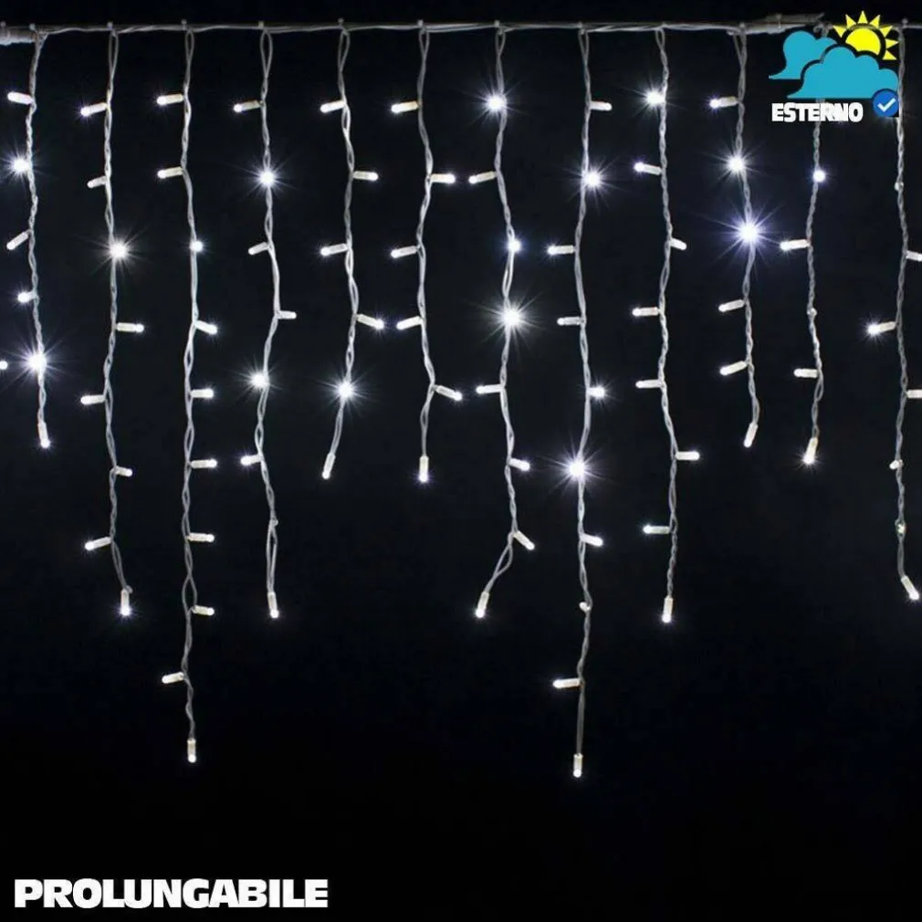 TENDA CASCATA LUMINOSA BIANCO FREDDO 250 X 75 CM PROLUNGABILE FINO A 50MT 126LED