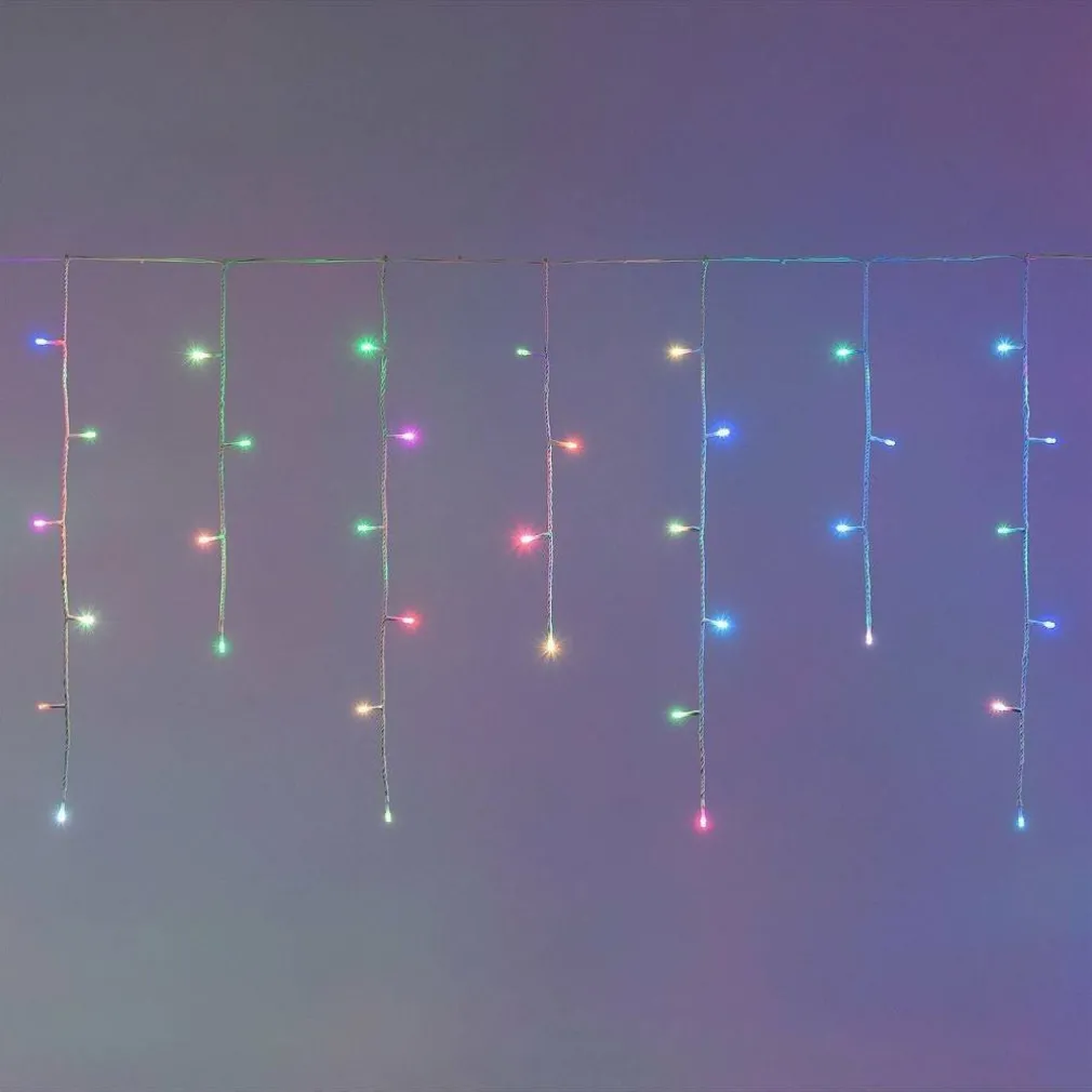 TENDA CATENA LUMINOSA ESTERNO RGB MULTICOLORE LUCI NATALE 100LED PROLUNGABILE 3MT