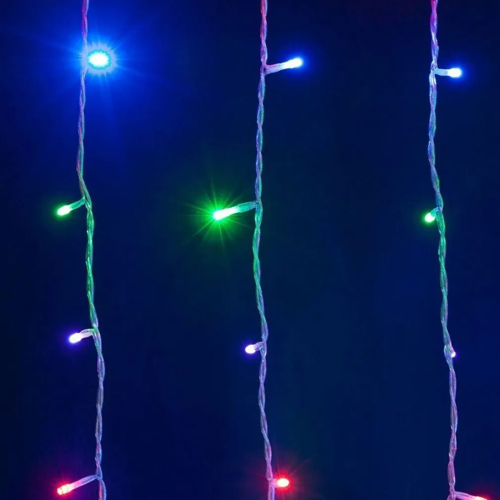 TENDA CATENA LUMINOSA ESTERNO RGB MULTICOLORE LUCI NATALE 100LED PROLUNGABILE 3MT
