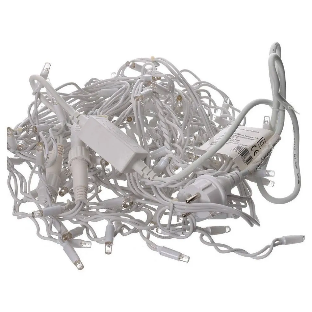 TENDA CATENA LUMINOSA ESTERNO RGB MULTICOLORE LUCI NATALE 100LED PROLUNGABILE 3MT