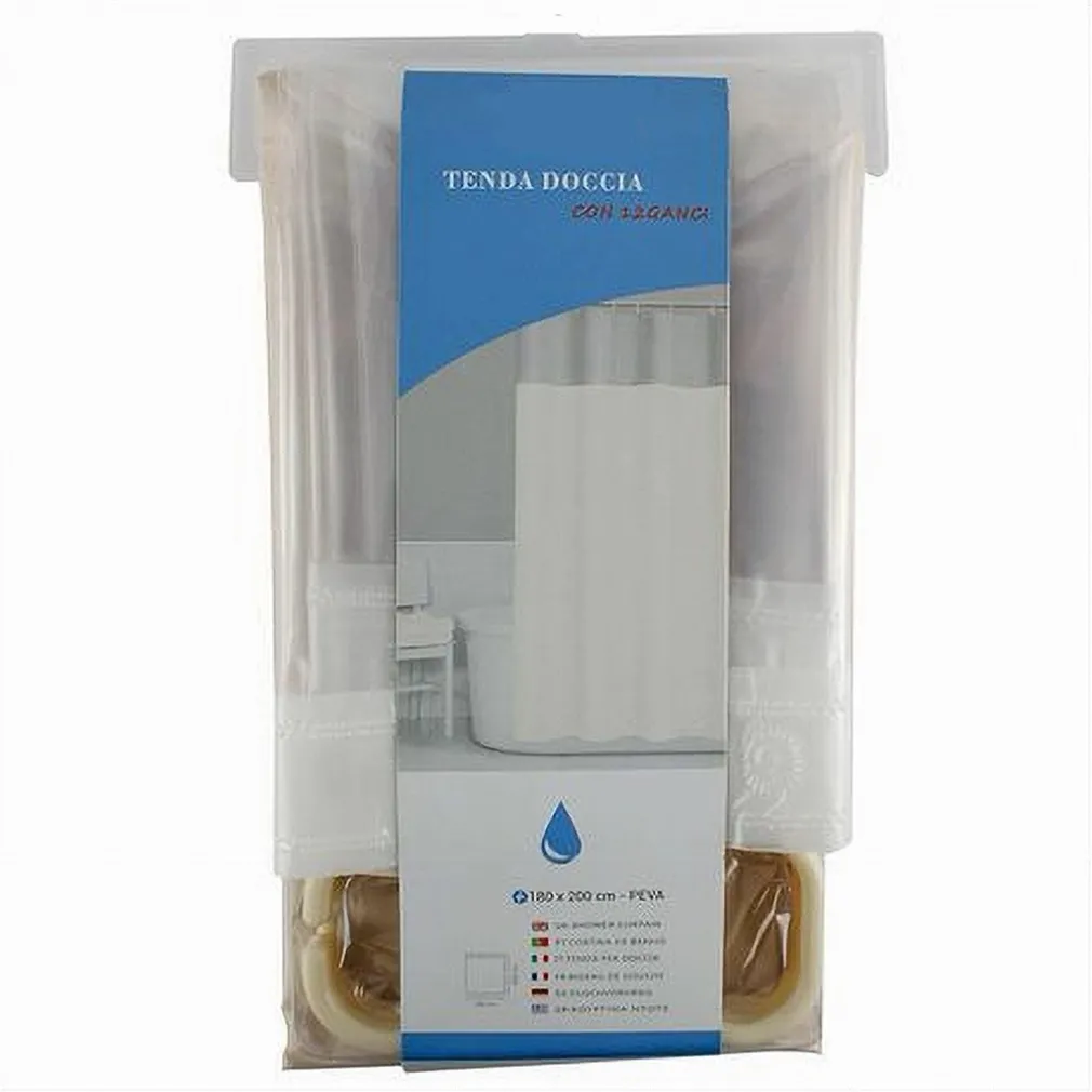 TENDA DA DOCCIA VASCA BAGNO PEVA CON 12 GANCI 180X200 CM TRASPARENTE BEIGE 69492