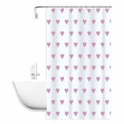 TENDA DA DOCCIA VASCA BAGNO IMPERMEABILE 12 GANCI CON CUORI ROSA 240X200CM 87092