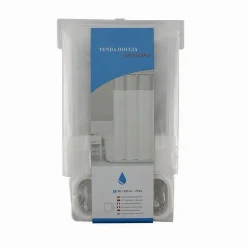 TENDA DA DOCCIA VASCA BAGNO PEVA CON 12 GANCI 180X200CM TRASPARENTE BIANCO 69491
