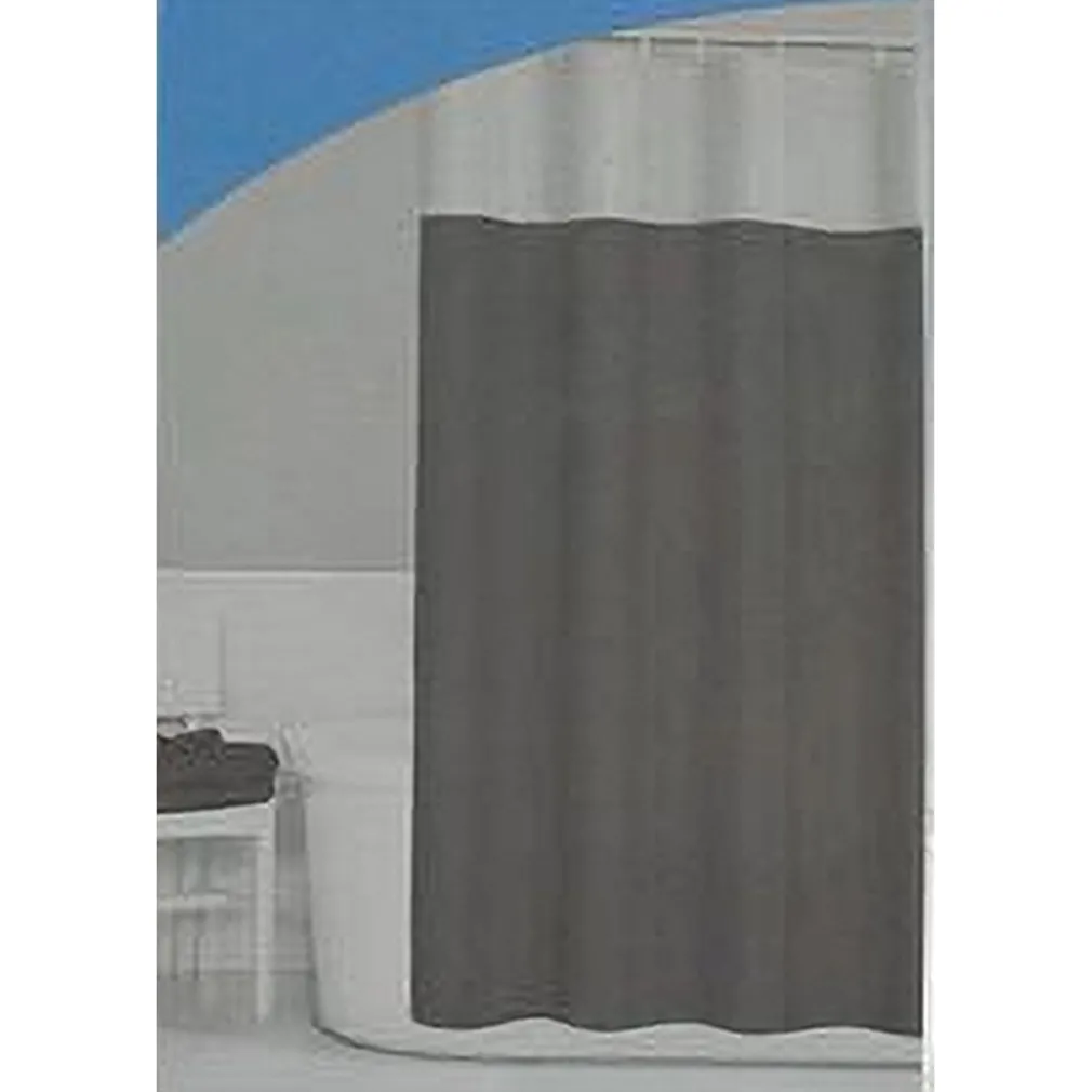 TENDA DA DOCCIA VASCA BAGNO PEVA CON 12 GANCI 180X200CM TRASPARENTE GRIGIO 69493