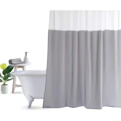 TENDA DA DOCCIA VASCA BAGNO PEVA CON 12 GANCI 180X200CM TRASPARENTE GRIGIO 69493