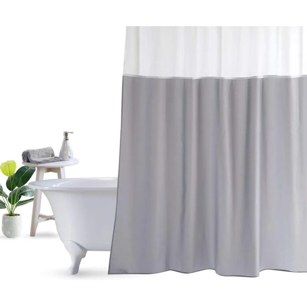 TENDA DA DOCCIA VASCA BAGNO PEVA CON 12 GANCI 180X200CM TRASPARENTE GRIGIO 69493