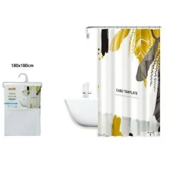 TENDA DOCCIA ANTIMUFFA CARD TEMPLATE IMPERMEABILE 180 X 180CM ANELLI BAGNO 79215
