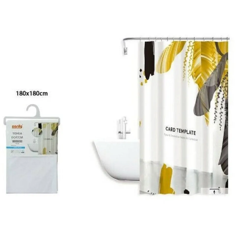 TENDA DOCCIA ANTIMUFFA CARD TEMPLATE IMPERMEABILE 180 X 180CM ANELLI BAGNO 79215