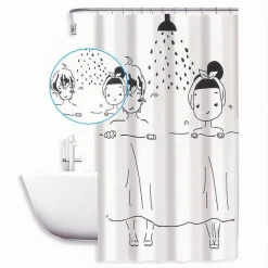 TENDA DOCCIA ANTIMUFFA COPPIA COPPIETTA IMPERMEABIL 180X180CM ANELLI BAGNO 59528