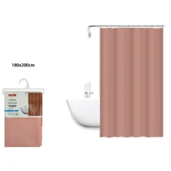 TENDA DOCCIA ANTIMUFFA IMPERMEABILE PEVA 180X200 CM CON ANELLI BAGNO ROSA 79710