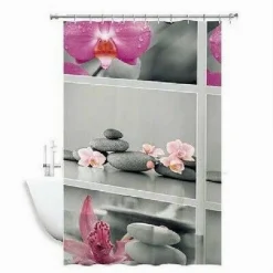 TENDA DOCCIA ANTIMUFFA IMPERMEABILE 180X180CM CON ANELLI BAGNO FIORI SASSI 59532