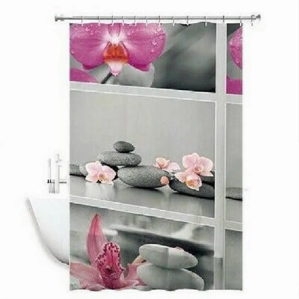 TENDA DOCCIA ANTIMUFFA IMPERMEABILE 180X180CM CON ANELLI BAGNO FIORI SASSI 59532