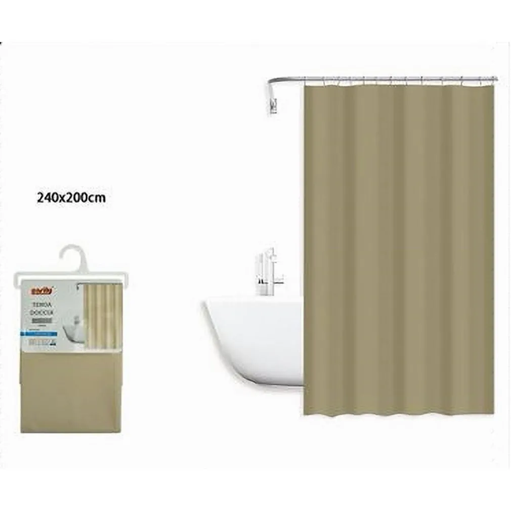 TENDA DOCCIA ANTIMUFFA IMPERMEABILE PEVA 240X200CM GANCI ANELLI BAGNO BEIGE 79715